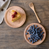 木盘 圆形盘子木质菜盘圆形点心碟早餐圆盘托盘水果盘零食盘创意