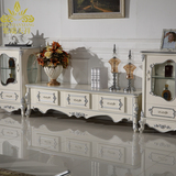 欧式电视柜新古典描银法式地柜田园卧室客厅组合家具白色实木雕花