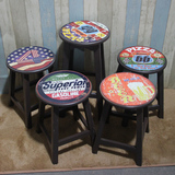 时尚创意圆矮凳小凳子餐椅餐凳 实木欧式椅子简约复古餐厅小板凳