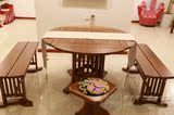 胡桃木整套餐桌椅   全实木长方形饭桌   客厅胡桃木套房家具