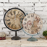 欧式复古地球仪钟表客厅时钟家里小装饰品摆件创意时尚家具电视柜