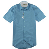 杉杉专柜正品夏季新品男士精品蓝色小格全棉短袖衬衫HC38778