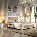 实木床 松木床 1.5米1.8米大床 彩色床 婚庆床 双人床 白色床包邮