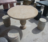 石雕圆桌/石桌石凳子/大理石庭院桌椅摆件/花园阳台石桌户外休闲