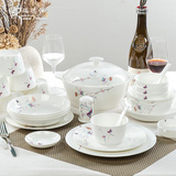 唐山56头骨瓷餐具套装 碗碟套装 家用中式碗盘陶瓷器特价结婚礼盒