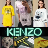15法国代购KENZO新款正品中袖虎头卫衣裙大眼睛植绒现货/直邮高田