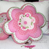 梅花外贸原单田园布艺家居靠枕 花型绣花粉色沙发靠垫 含芯抱枕
