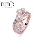 香港Lilado新款 925纯银戒指女款 镶珍珠锆石指环 优雅轻奢礼物