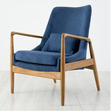 沙发椅实木休闲椅日式单人扶手椅布艺懒人椅创意橡木客厅简约宜家