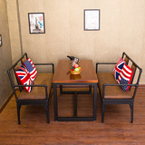 美式简约客厅茶桌铁艺咖啡厅桌复古酒吧桌休闲吧卡座沙发桌椅组合