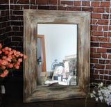 北欧表情/美式乡村法式做旧木质浴室镜化妆镜框相框悬挂酒吧