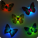 七彩蝴蝶小夜灯可粘贴发光小夜灯 客厅卧室床头灯装饰氛围小夜灯
