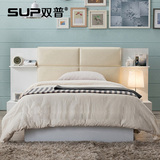 双普软靠皮床头板式床现代简约皮床抽屉储物床1.5 1.8米双人婚床