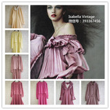 《伊莎贝拉》日本制Vintage复古古着孤品雪纺长袖连衣裙粉系精