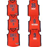 新赛季NBA雷霆队新款0号威少9号伊巴卡35号杜兰特橘色球衣篮球服