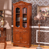 柏木两门小书柜 全实木家具组合欧式双门书柜带门储物柜子或白色