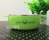 美国小绿芽Green Sprouts儿童防烫防摔隔热双耳餐碗不锈钢餐具