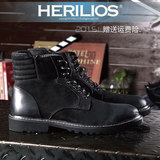 HERILIOS/荷瑞列斯 男士英伦马丁靴真皮毛里保暖皮靴潮流时尚短靴