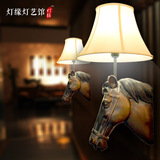 马壁灯独家设计创意3D立体逼真马头复古仿铜色壁灯餐厅会所酒店灯