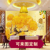 中式金色摇钱树3D立体电视背景墙纸客厅卧室无缝大型壁画壁纸墙布