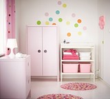 【IKEA/宜家专业代购】  布松纳 儿童衣柜, 中蓝 粉红色