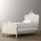 美式乡村风格实木单人床1.3/1.5米公主床卧室复古白色做旧实木床