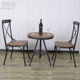 美式铁艺实木吧台椅子　复古酒吧桌椅凳咖啡厅餐桌椅户外休闲圆桌