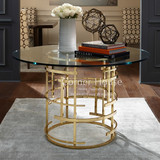 Corner House|高端定制|新美式欧式浅金色不锈钢金属玻璃台面餐桌