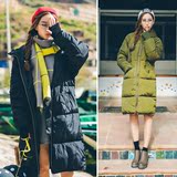 FQII2015年冬装上新韩版时尚棉衣女长款宽松保暖连帽过膝棉服包邮