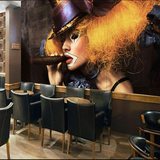 个性壁纸大型3d立体美式复古女壁画酒吧装修KTV创意人物背景墙纸