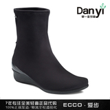 正品代购ECCO爱步舒适柔软灵活坡跟中筒女靴简约套筒女鞋213643