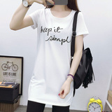 夏装韩版纯棉短袖T恤女韩国中长款女装宽松显瘦体恤白色韩范学生