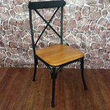 美式乡村工矿铁艺实木仿古做旧复古餐椅特价咖啡厅酒吧椅子吧台椅