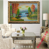 纯手绘欧式风景树林流水油画 风水装饰画客厅电视沙发背景墙挂画