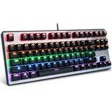 DeLUX/多彩KM03机械键盘青轴 电竞87lol背光游戏有线金属usb键盘
