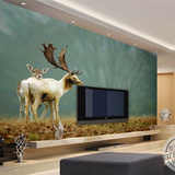 大型壁画3D立体餐厅客厅电视背景墙纸卧室床头壁纸美式乡村树林鹿