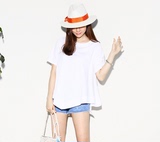 时尚满店韩国SZ正品代购夏季新款韩版不规则拼接下摆纯色T恤T8631