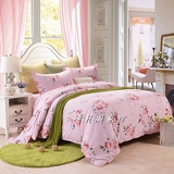 粉色系玫瑰花全棉四件套清新素雅床单式床上用品1.8米2米床用