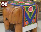 泰国进口木雕大象凳子 全实木大象换鞋凳 招财摆件彩绘家具 手工