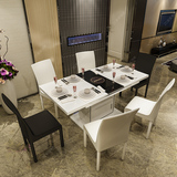 现代简约电磁炉钢化玻璃餐桌 伸缩餐桌饭桌餐桌椅组合