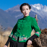 尤瑾2016新款民族风女装春夏装中式刺绣短外套复古中国风唐装上衣