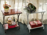 欧式美式铁艺双层实木小方桌长方形小茶几儿童餐桌休闲茶几置物架