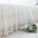 韩国代购 蕾丝花边床罩/床裙 加厚夹棉纯色蕾丝花边床裙