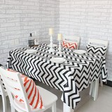 简约复古黑白色几何图案长方形西餐厅桌布台布客厅茶几布书桌盖布