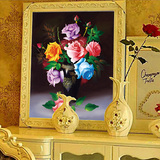 钻石画十字绣花开富贵 新款客厅花瓶玫瑰玄关卧室牡丹风景手工图