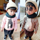男童装冬装加绒加厚韩版小熊尾巴儿童卫衣男宝宝小童长袖T恤1-4岁