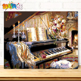 【佳彩天颜】 diy数字油画 客厅卧室风景大幅手绘填色装饰 钢琴
