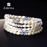 Zabrina韩国时尚首饰品天然淡水珍珠手链长款水晶多层手串送女友