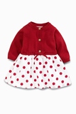 next英国代购 女婴 红色波点毛衣上衣连衣裙(0-2岁)402-692