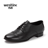 Westlink西遇女鞋2016春季新款英伦布洛克小皮鞋学院风系带女单鞋
